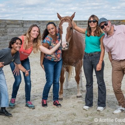 Photo à la fin d'un team building equicoaching